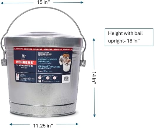 Photo 1 of 1pc Behrens 6 Gallon Rust Proof Galvanized Steel Locking Lid Dry Storage Recyclable Trash Can for Outdoor and Indoor Storage and Waste DisposalBehrens 6 Gal. Galvanized Locking Lid Trash Can with Lid 6106 - All
