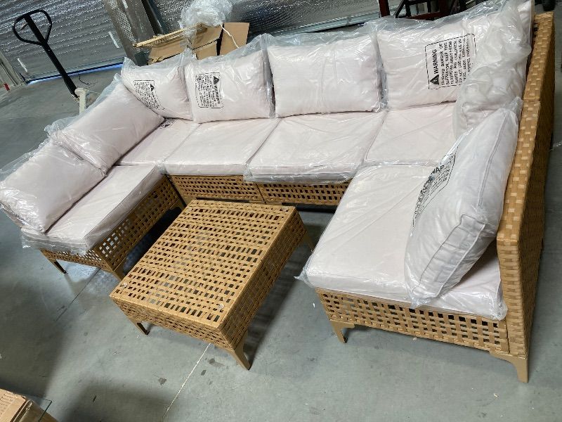 Photo 1 of YITAHOME 7-Piece Patio Furniture Set, All-Weather PE Wicker Patio Conversation Set for Backyard Deck Poolside Porch, Outdoor Sectional Sofa with Coffee Table & Soft Cushions
