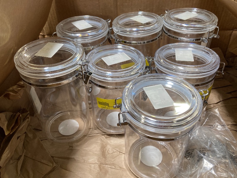 Photo 1 of Set of Acrylic Round Canister with Clamp Top Lid, 2 sizes 