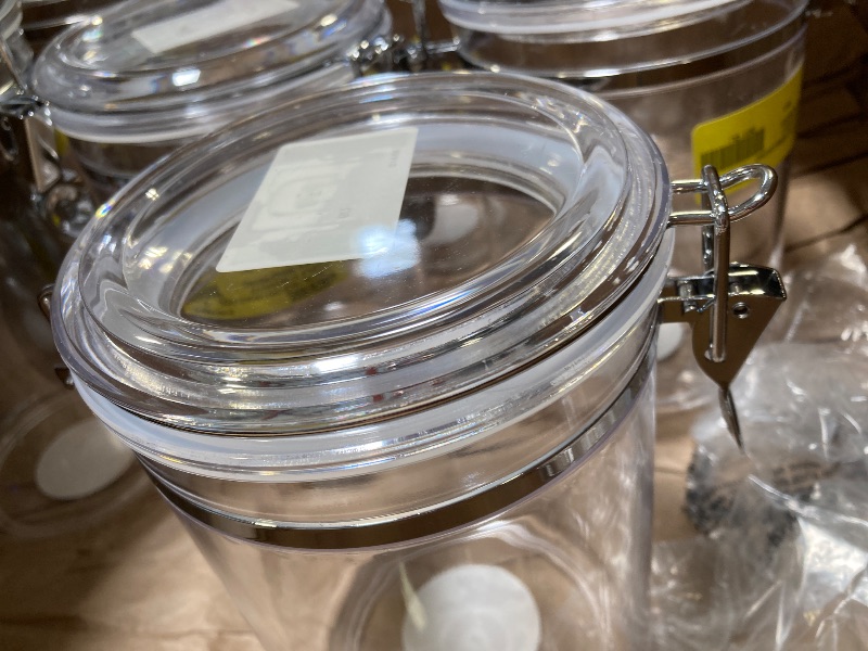 Photo 1 of Set of Acrylic Round Canister with Clamp Top Lid, 2 sizes 