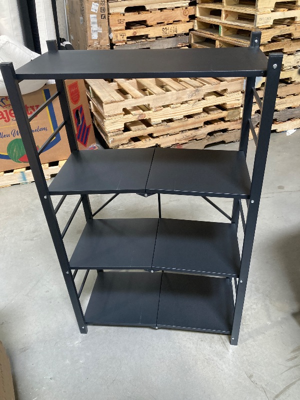 Photo 1 of 4 Tier Metal Storage Shelves Foldable, Heavy Duty Storage Shelves for Bedroom, Kitchen Storage Shelves No Assembly 500lbs/Shelf for Basement, Garage, Laundry, Bathroom, Pantry Organizers
