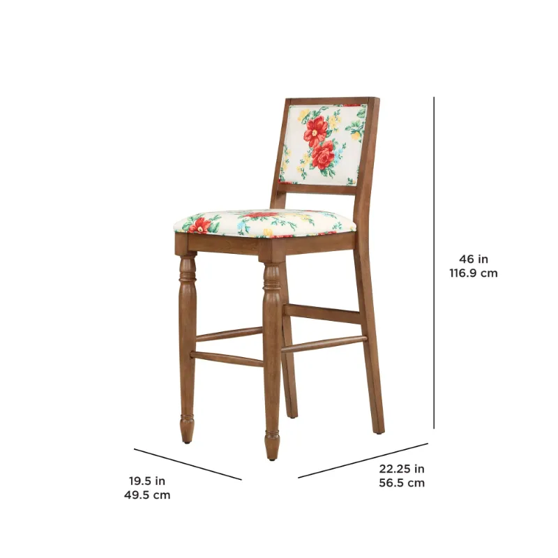 Photo 1 of The Pioneer Woman Vintage Floral Bar Stools Made with Solid Wood Frame Set of 2

