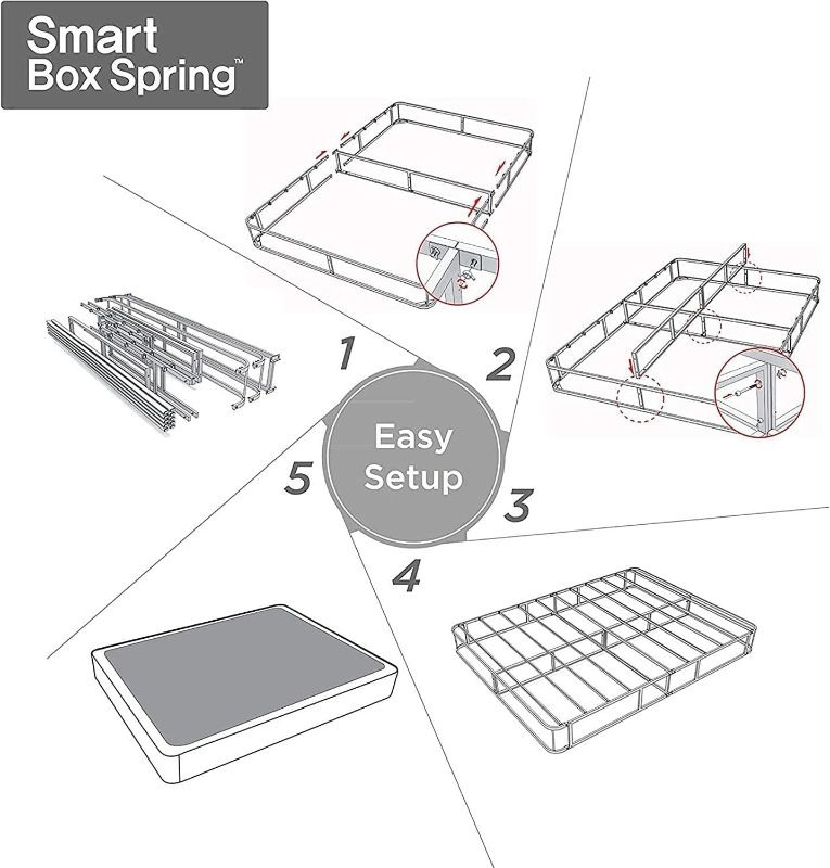 Photo 1 of Queen ZINUS 5 Inch Metal Smart Box Spring, Mattress Foundation, Strong Metal Frame, Easy Assembly, Queen
