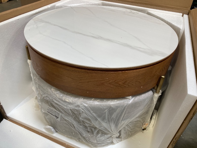 Photo 1 of Lift-Top Round Coffee Table With 3 Ottomans
