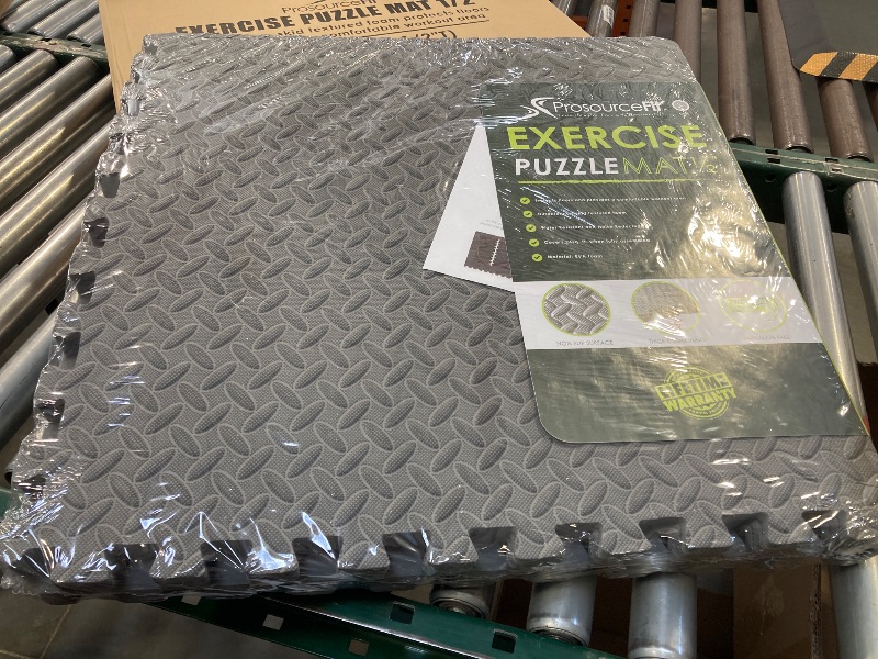 Photo 1 of ProsourceFit Puzzle Exercise Mat ½ in, EVA Interlocking Foam Floor Tiles for Home Gym, Mat for Home Workout Equipment, Floor Padding for Kids, Grey, 24 in x 24 in x ½ in, 24 Sq Ft - 6 Tiles