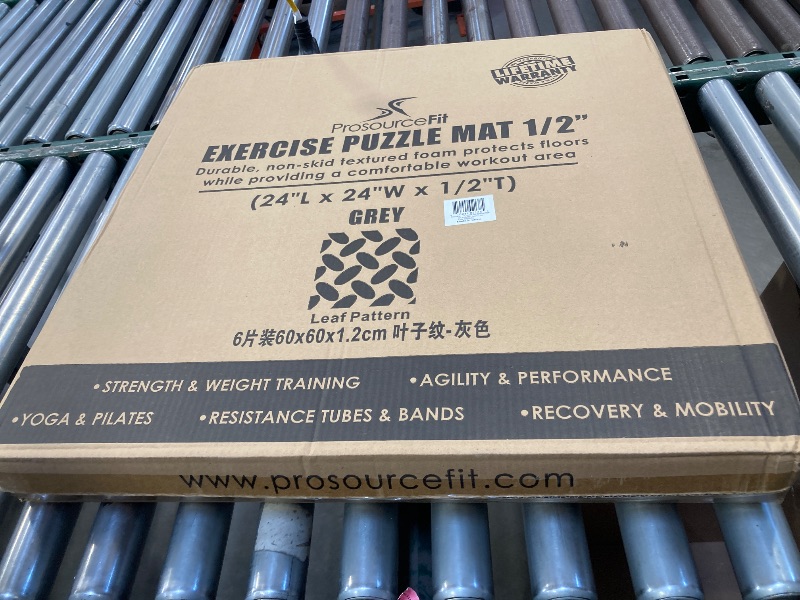 Photo 1 of ProsourceFit Puzzle Exercise Mat ½ in, EVA Interlocking Foam Floor Tiles for Home Gym, Mat for Home Workout Equipment, Floor Padding for Kids, Grey, 24 in x 24 in x ½ in, 24 Sq Ft - 6 Tiles