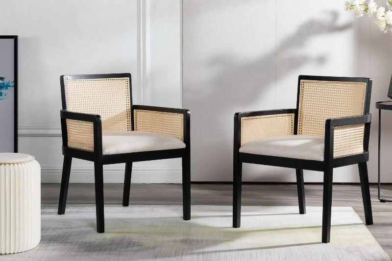 Photo 1 of Better Homes & Gardens Springwood Caning Captains Dining Chair 2 Pack Charcoal Finish
