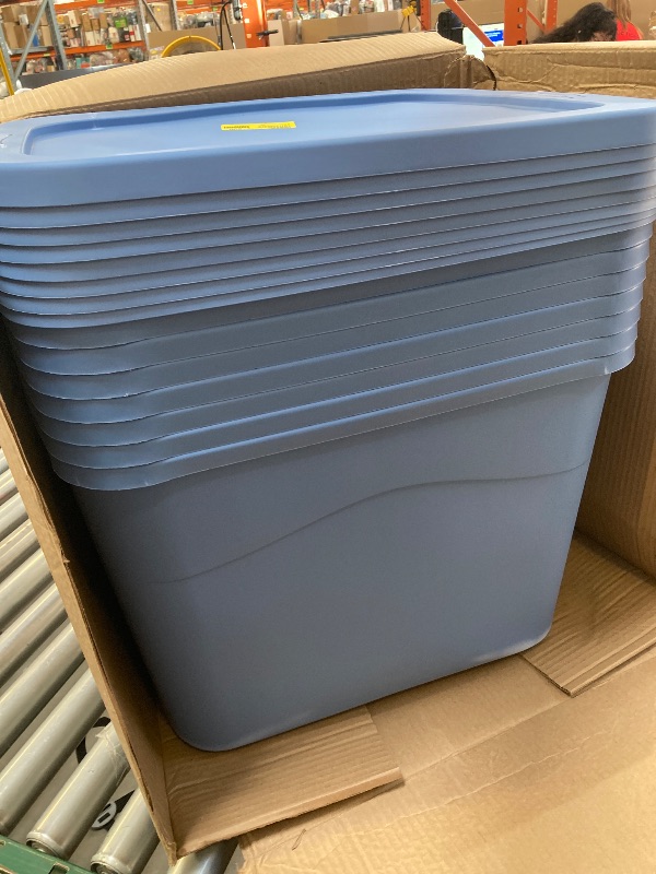 Photo 1 of 7pcs---Large Storage Bin, 18 Gallon Plastic Storage Container with Snap-On Lid, Blue Moonlight Household Storage  
