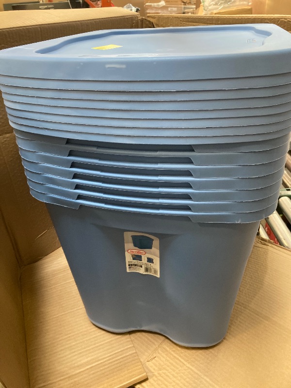 Photo 1 of 7pcs---Large Storage Bin, 18 Gallon Plastic Storage Container with Snap-On Lid, Blue Moonlight Household Storage  
