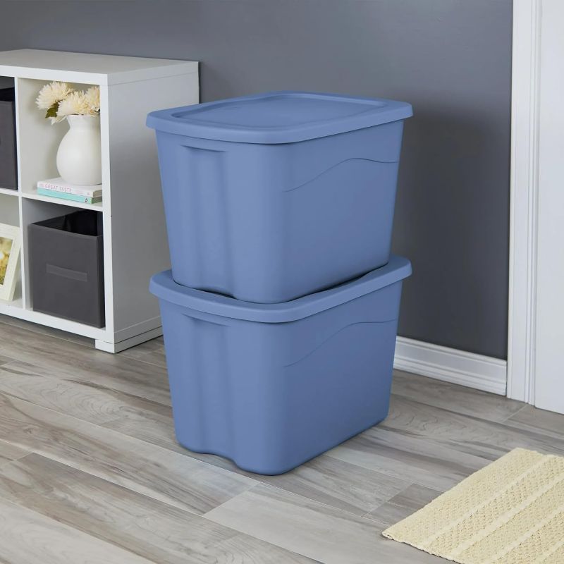 Photo 1 of 7pcs---Large Storage Bin, 18 Gallon Plastic Storage Container with Snap-On Lid, Blue Moonlight Household Storage  
