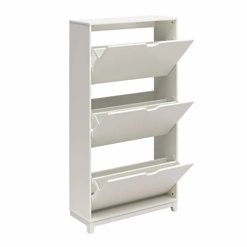 Photo 1 of Mainstays 3-Tier Shoe Storage Cabinet White 31.1" W x 11.36" D x 58.19" H.
