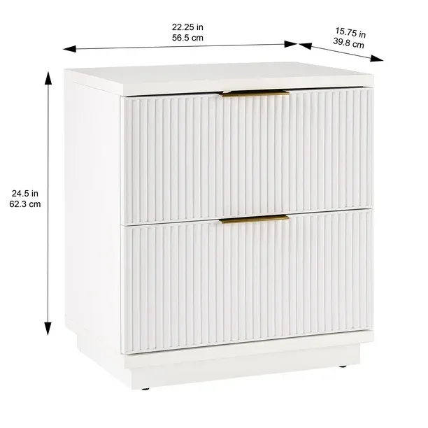 Photo 1 of Better Homes & Gardens Lillian Fluted 2-Drawer Nightstand with USB, White Finish	