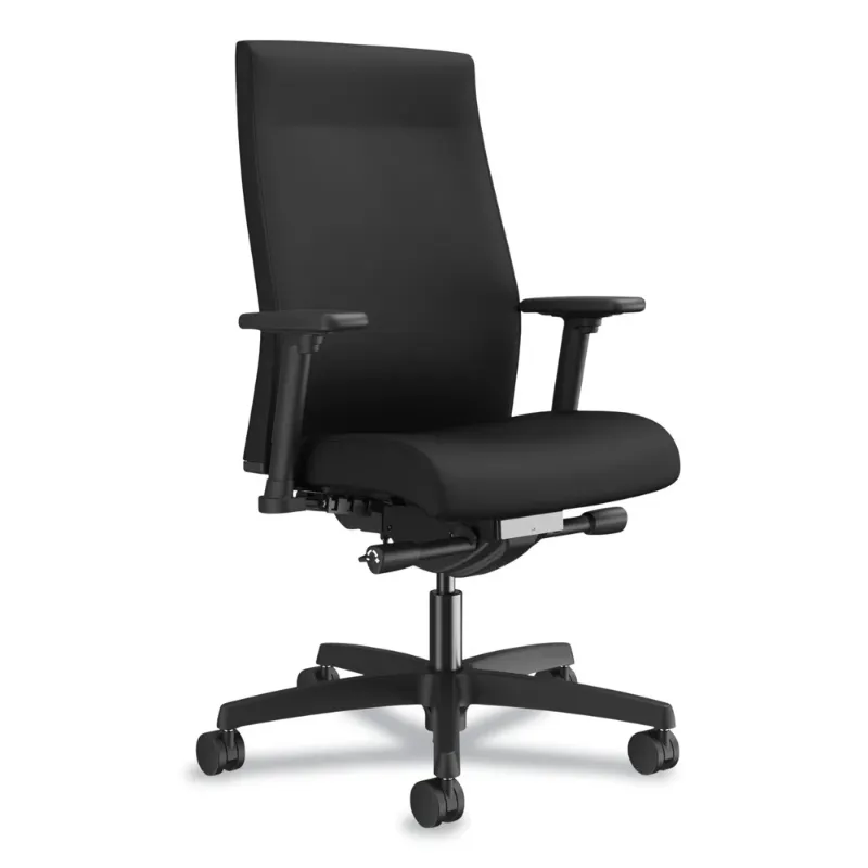 Photo 1 of HON HONI2UL2AC10TK Ignition 2.0 17 in. to 22 in. Seat Height Supports Up to 300 lb Upholstered Mid-Back Task Chair With Lumbar - Black
