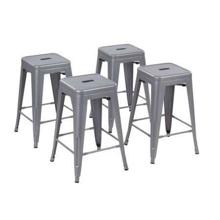 Photo 1 of Mainstays 24 Inch Metal Barstools Set of 4 - Multi Colors Silver 24 in