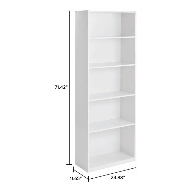 Photo 1 of Mainstays 5-Shelf Bookcase with Adjustable Shelves, White
