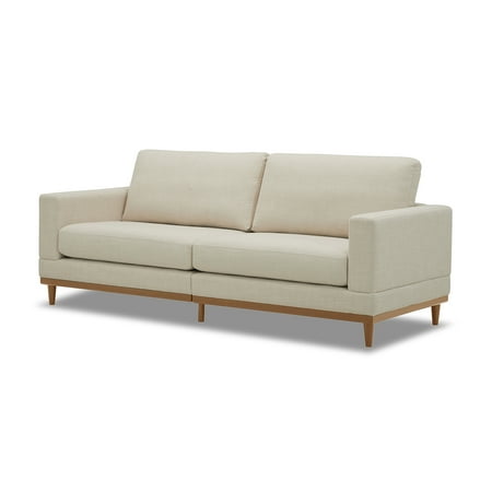 Photo 1 of Better Homes & Gardens Springwood Wood Frame 83.46" Couch, Cream Linen, Light Honey Woodbase Finish
