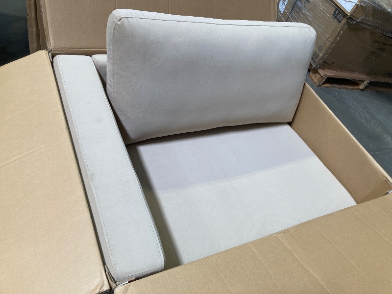 Photo 1 of Better Homes & Gardens Springwood Wood Frame 83.46" Couch, Cream Linen, Light Honey Woodbase Finish
