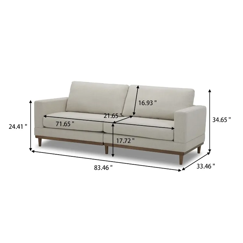 Photo 1 of Better Homes & Gardens Springwood Wood Frame 83.46" Couch, Cream Linen, Light Honey Woodbase Finish
