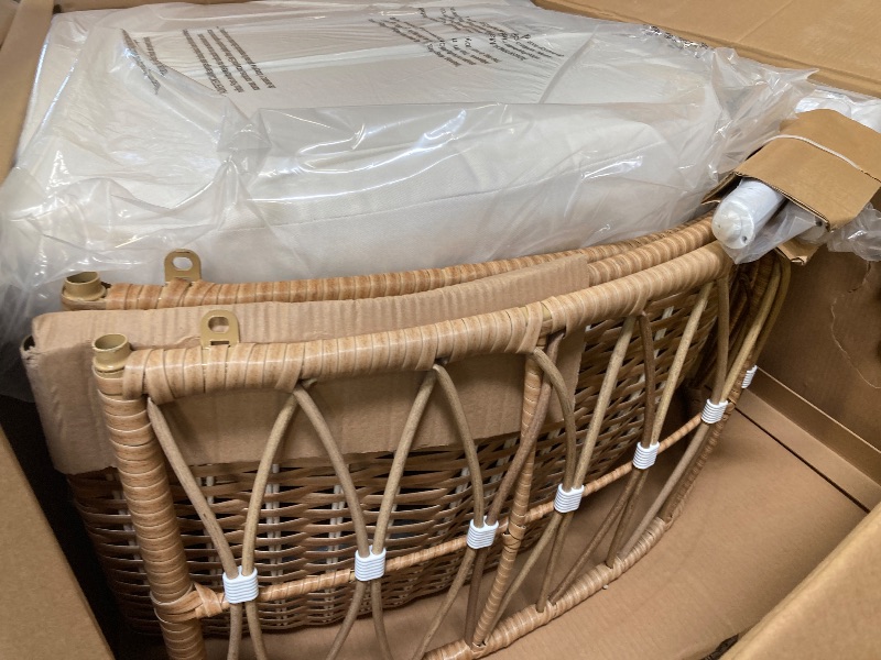 Photo 1 of Better Homes and Gardens Lilah Boho Outdoor Stationary Wicker Egg Chair; White Color Cushion
