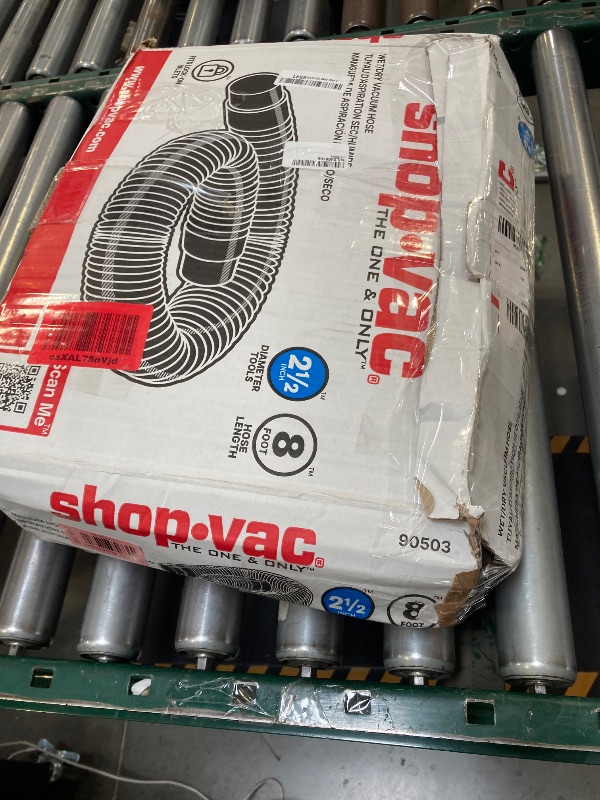 Photo 1 of Shop-Vac 9050333 Vacuum Hose for Standard or Locking Inlets, 8-Foot x 2.5 Inch Diameter, Prevents Clogging With Bulky Debris, (1-Pack)
