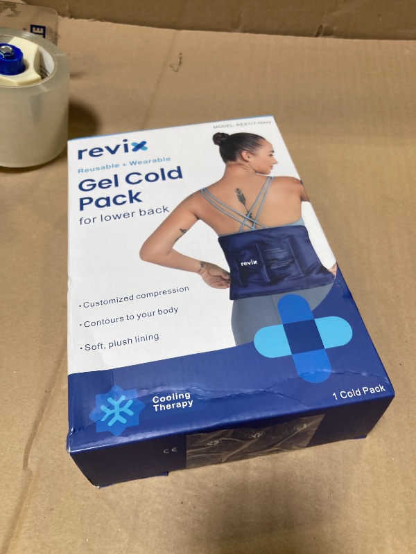 Photo 1 of REVIX Ice Pack for Injuries Reusable Gel for Lower Back, Cold Packs for Back Shoulder, Elbow, Hip, Leg, Wrap Around Entire Knee, Soft Cold Compress,16 × 9" Navy