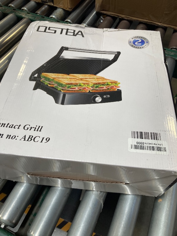 Photo 1 of OSTBA Panini Press Grill Indoor Sandwich Maker with Temperature Setting, 4 Slice Large Non-stick Versatile Grill, Opens 180 Degrees to Fit Any Type or Size of Food, Removable Drip Tray, 1200 W