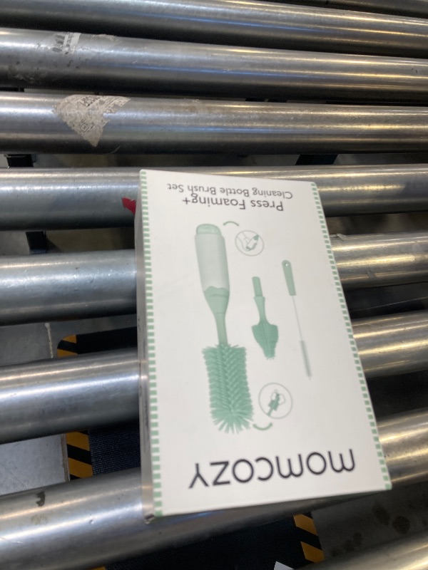 Photo 1 of Momcozy Bottle Brush Kit, Innovative Push-Press Design for Better Cleaning - Baby Bottle Cleaner Brush for Baby Bottle, Breast Pumps, Nipples, and More - Can Generate Foam for Better Cleaning, Green