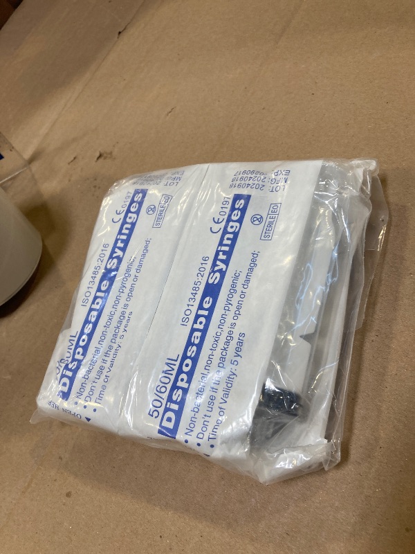 Photo 1 of 60mL Luer Lock Syringe 4 Pack Large Plastic Sterile Syringes without Needle, for Liquid, Oral, Measurement, Dispensing, with Cap 50mL/60cc