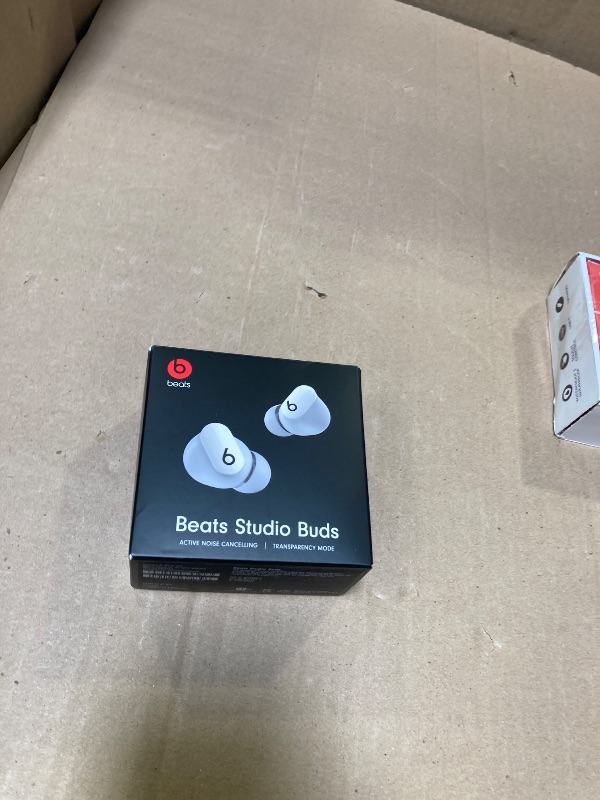 Photo 1 of Beats Studio Buds - True Wireless Noise Cancelling Earbuds - Compatible with Apple & Android, Built-in Microphone, IPX4 Rating, Sweat Resistant Earphones, Class 1 Bluetooth Headphones - White