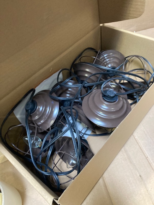 Photo 1 of LumaBase Electric Café String Lights with 10 Bronze Metal Shades