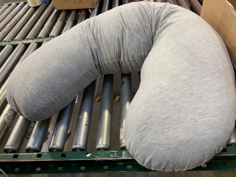 Photo 1 of Momcozy Pregnancy Pillows for Side Sleeping, J Shaped Maternity Body Pillow for Pregnancy, Soft Pregnancy Pillow with Jersey Cover for Head Neck Belly Support, Grey