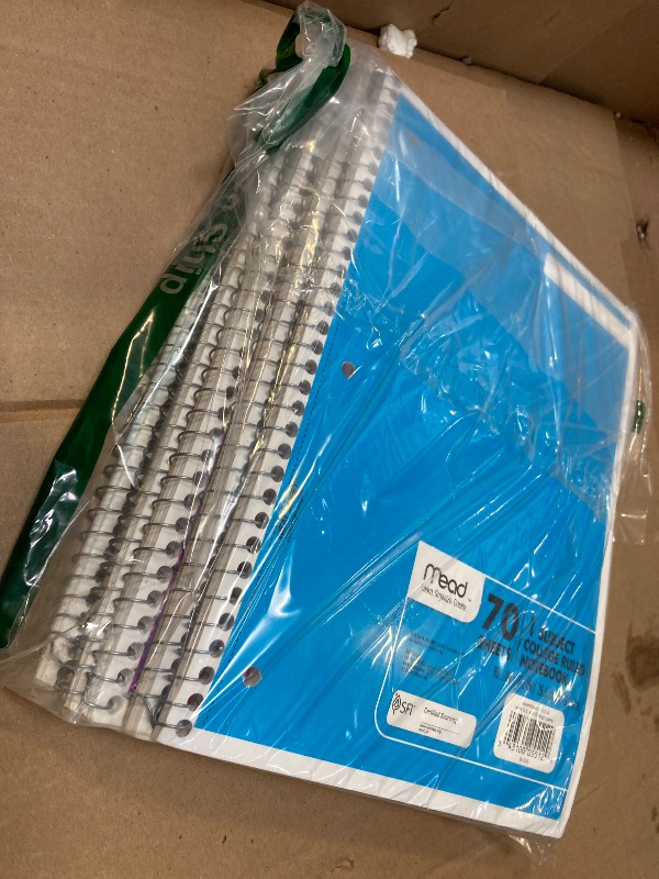 Photo 1 of Mead Spiral Notebook, 6 Pack, 1 Subject, College Ruled Paper, 7-1/2" x 10-1/2", 70 Sheets per Notebook, Colors Will Vary (830062-ECM25)