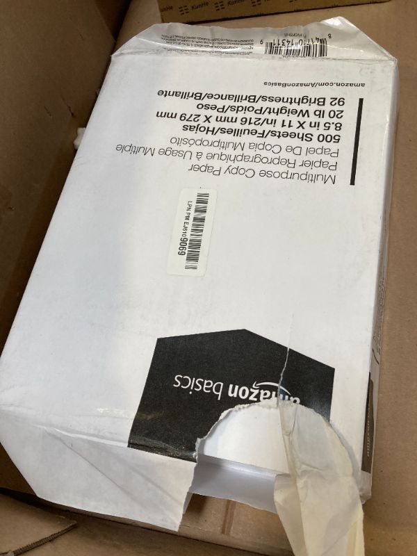 Photo 1 of Amazon Basics Multipurpose Copy Printer Paper, 8.5 x 11 Inches, 20 lb, 1 Ream, (500 Sheets), 92 Bright, White
