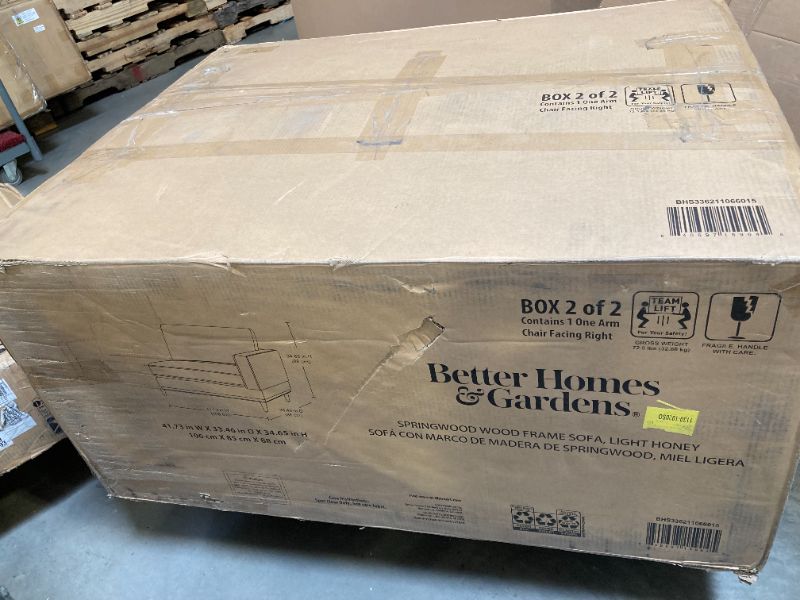 Photo 1 of incomplete-----Better Homes & Gardens Springwood Wood Frame Sofa Light Honey Box 2/2
