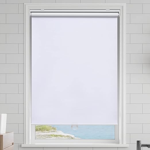 Photo 1 of Cordless Roller Shades Blackout Blinds for Windows Room Darkening Rolled Up Shades with Spring System, UV Protection Window Shades Door Blinds for Home and Office (68" W x 72" H, White)