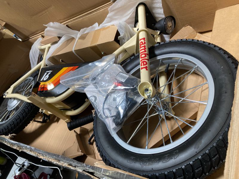 Photo 1 of Razor Rambler 16 – 36V Electric Minibike with Retro Style, Up to 15.5 MPH, Up to 11.5 Miles Range, Wide, Rugged 16" Air-Filled Tires, Powerful 350 Watt Hub-Driven Motor , Tan
