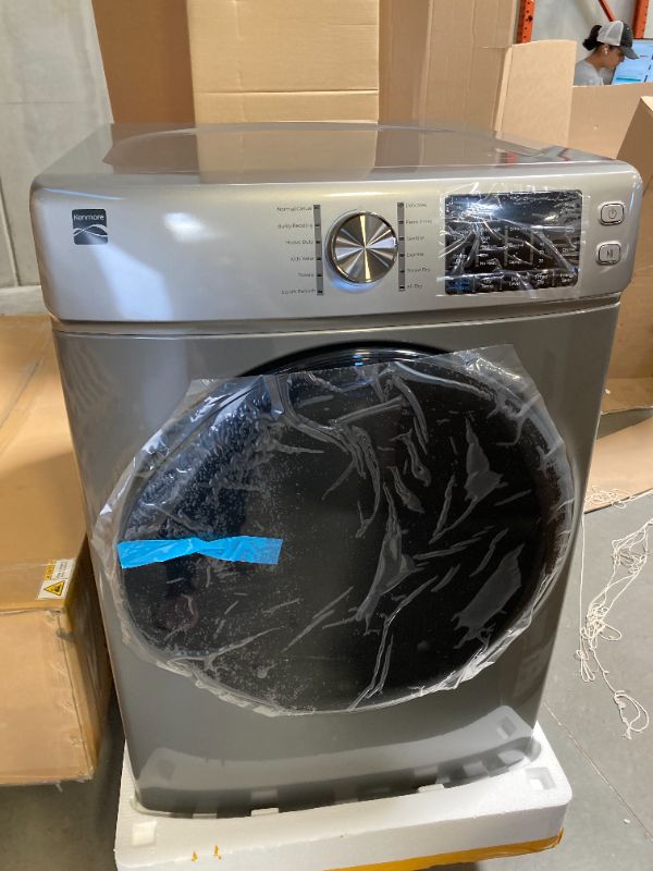 Photo 1 of Kenmore 2682273 Front Load Electric Dryer with Steam, Wrinkle Guard, Energy Saver, Smart Sensor Drying System, 8.0 cu. ft. Total Capacity, Metallic Silver