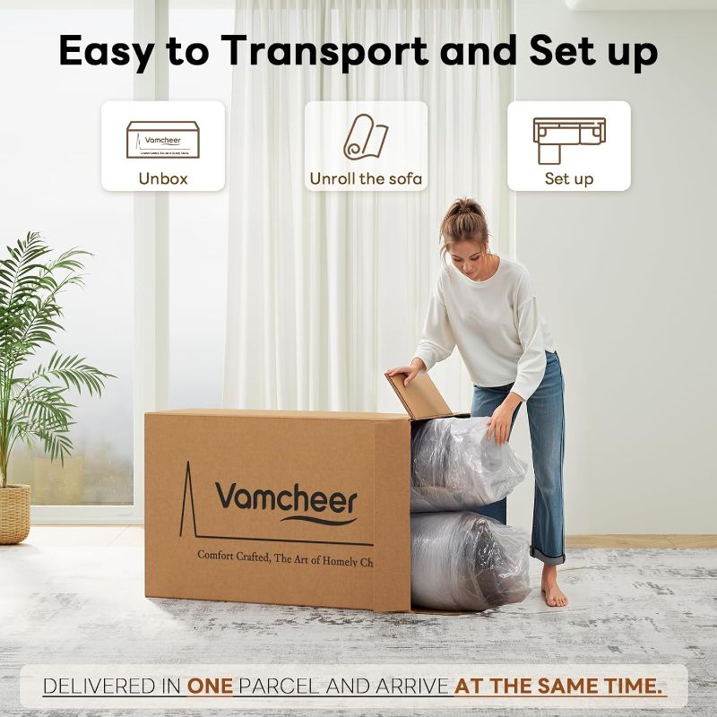 Photo 1 of Vamcheer Modular Sectional Sofa with Chaise, Modern L Shaped Cloud Couch with Deep Seat, Sectional Couches for Living Room, Bedroom, Office, No Assembly Required, Black