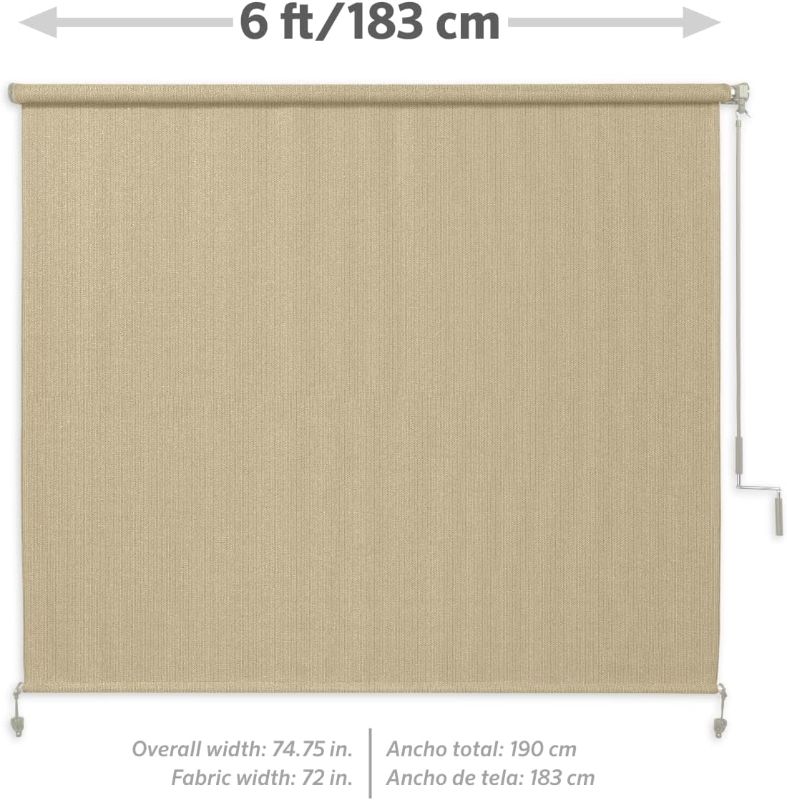 Photo 1 of 1pc  Coolaroo Outdoor Roller Shade with Wand - 80% UV Block Breathable Light Filtering Shade for Patio or Porch, Fade-Resistant, Easy-Clean Fabric, 8ft x 6ft, Sesame