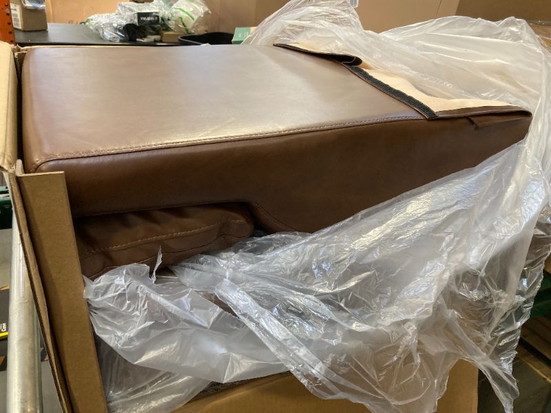 Photo 1 of Adult Manual Recliner, Simulated Leather Sofa Rocking Chair with 360° Swivel, Living Room Armchair with Adjustable Backrest and Footstool, Modern Reclining Recliner with Concealed Pull, Brown