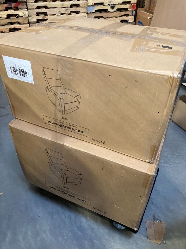 Photo 1 of Adult Manual Recliner, Simulated Leather Sofa Rocking Chair with 360° Swivel, Living Room Armchair with Adjustable Backrest and Footstool, Modern Reclining Recliner with Concealed Pull, Brown