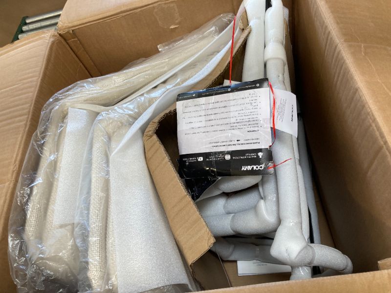 Photo 1 of 2pcs  COLAMY Modern Dining Chairs Set of 2, Fabric Upholstered Dining Room Chairs Dinner Chair Stylish Kitchen Chairs with Curved Back and Metal Legs, Beige