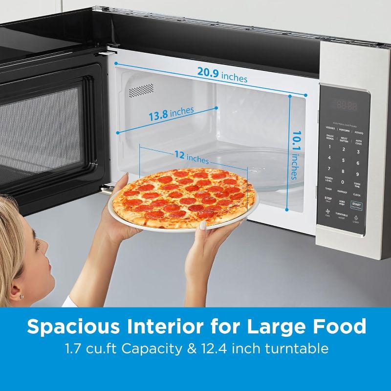 Photo 1 of Midea MOR17BSA-SS 1.7 Cu.ft. Over The Range Microwave Oven with Smart Touch Panel, Auto Cooking Menu, 1000 W, 300 CFM Ventilation, in Stainless Steel