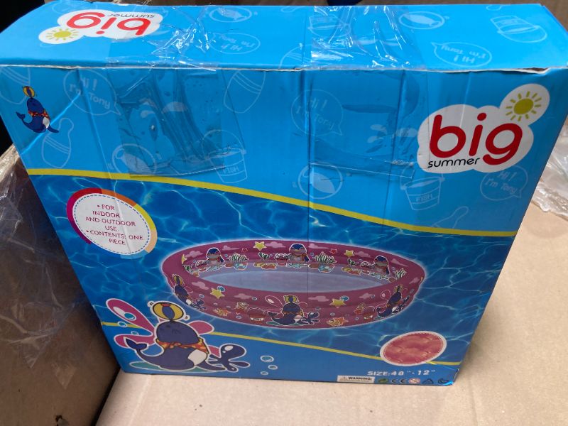 Photo 1 of Big Summer 3 Rings Kiddie Pool, 48”X12”, Kids Swimming Pool, Inflatable Baby Ball Pit Pool, Small Infant Pool (Pink)