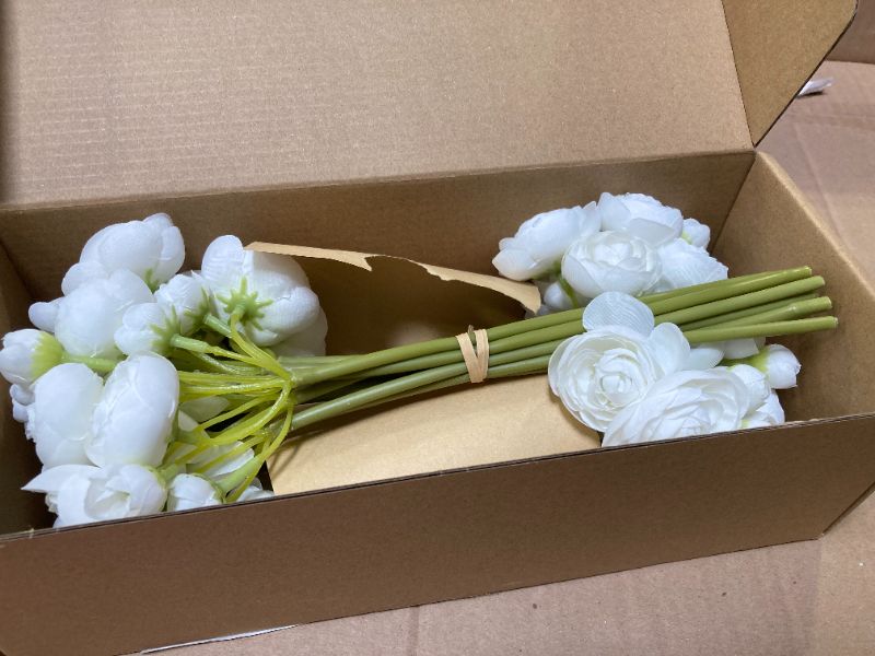 Photo 1 of Ling's Moment Ranunculus Artificial Flower, Faux Silk Mini Ranunculus Flowers for DIY Bouquet, Bulk Fake Wedding Filler Flowers for Centerpieces Arrangements Bridal Shower Decorations, Ivory White