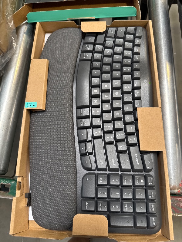 Photo 1 of Logitech Wave Keys Wireless Ergonomic Keyboard with Cushioned Palm Rest, Comfortable Natural Typing, Easy-Switch, Bluetooth, Logi Bolt Receiver, for Multi-OS, Windows/Mac - Graphite