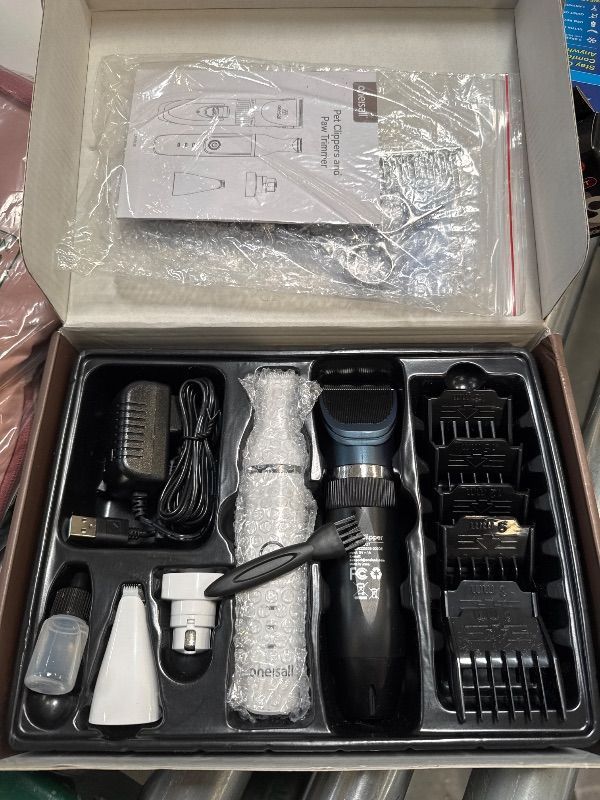 Photo 1 of oneisall Dog Clippers and Paw Trimmer Kit 2 in 1 Low Noise Cordless Dog Clippers for Grooming Pet Hair Trimmers for Small and Large Dogs Cats Animals