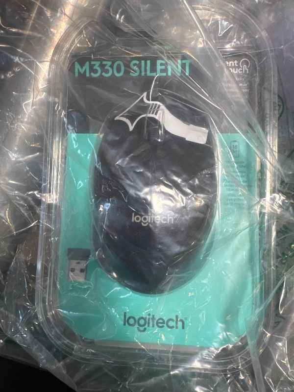 Photo 1 of Logitech M330 SILENT Wireless Mouse, 2.4GHz with USB Receiver, Optical Tracking, Quiet & Lightweight, Long Battery Life, for PC, Mac, Laptop, Chromebook - Black
