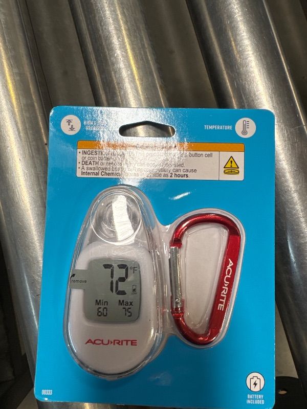 Photo 1 of AcuRite Portable Digital Thermometer for Indoor or Outdoor Temperature with Carabiner Clip (00333)