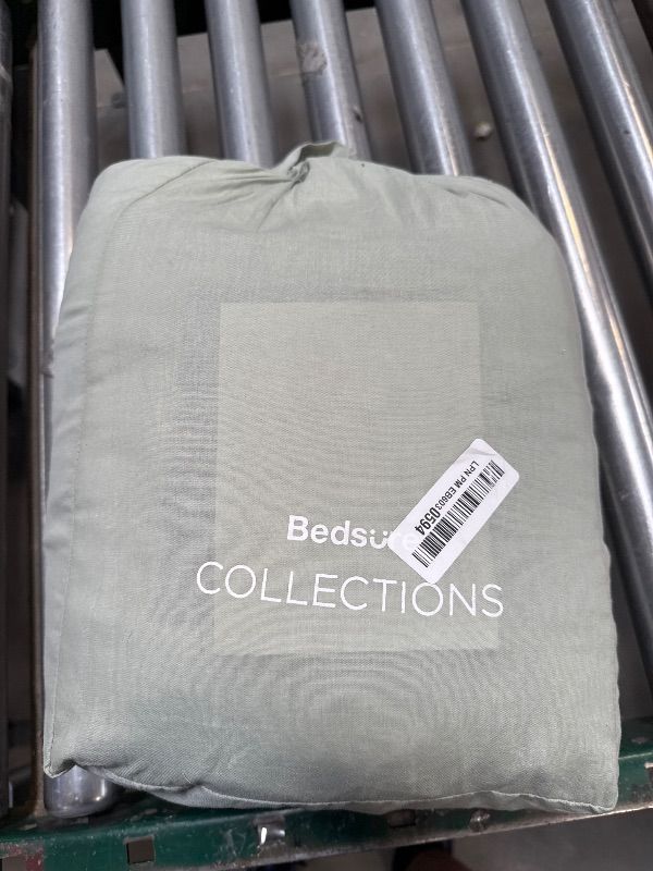 Photo 1 of Bedsure Cotton Duvet Cover Queen - 100% Cotton Waffle Weave Sage Green Duvet Cover Queen Size, GentleSoft™ and Breathable Bedding Set for All Season, 3 Pieces, 90"x90"